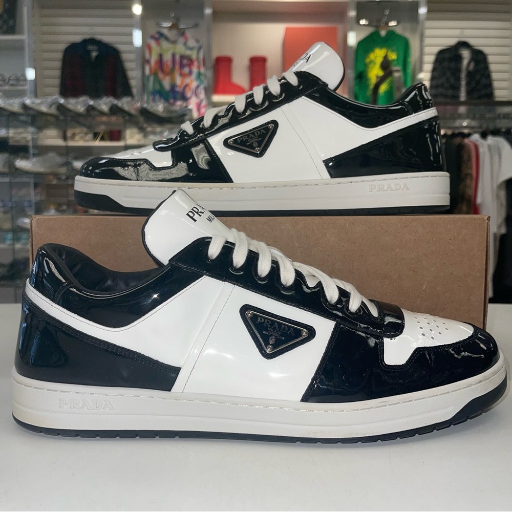 Prada Downtown Patent Leather 'White Black' - LIGHTLY WORN NO BOX